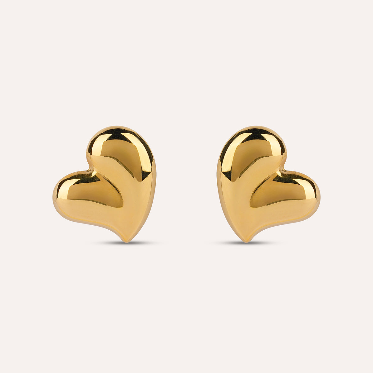 Tesoro Studs | Puffed Heart Gold-Tone Earrings