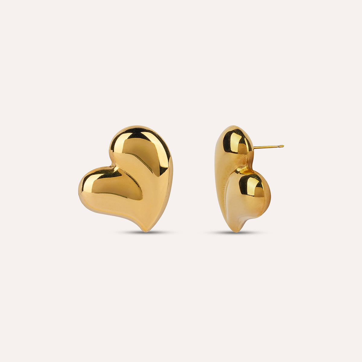 Tesoro Studs | Puffed Heart Gold-Tone Earrings