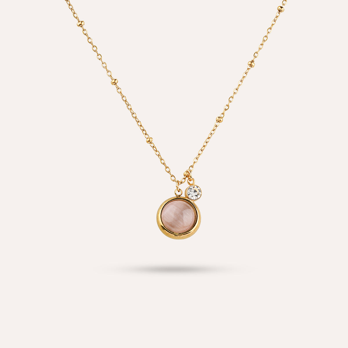 Tondo Pendant Necklace | Round Bezel Stone Gold-Tone