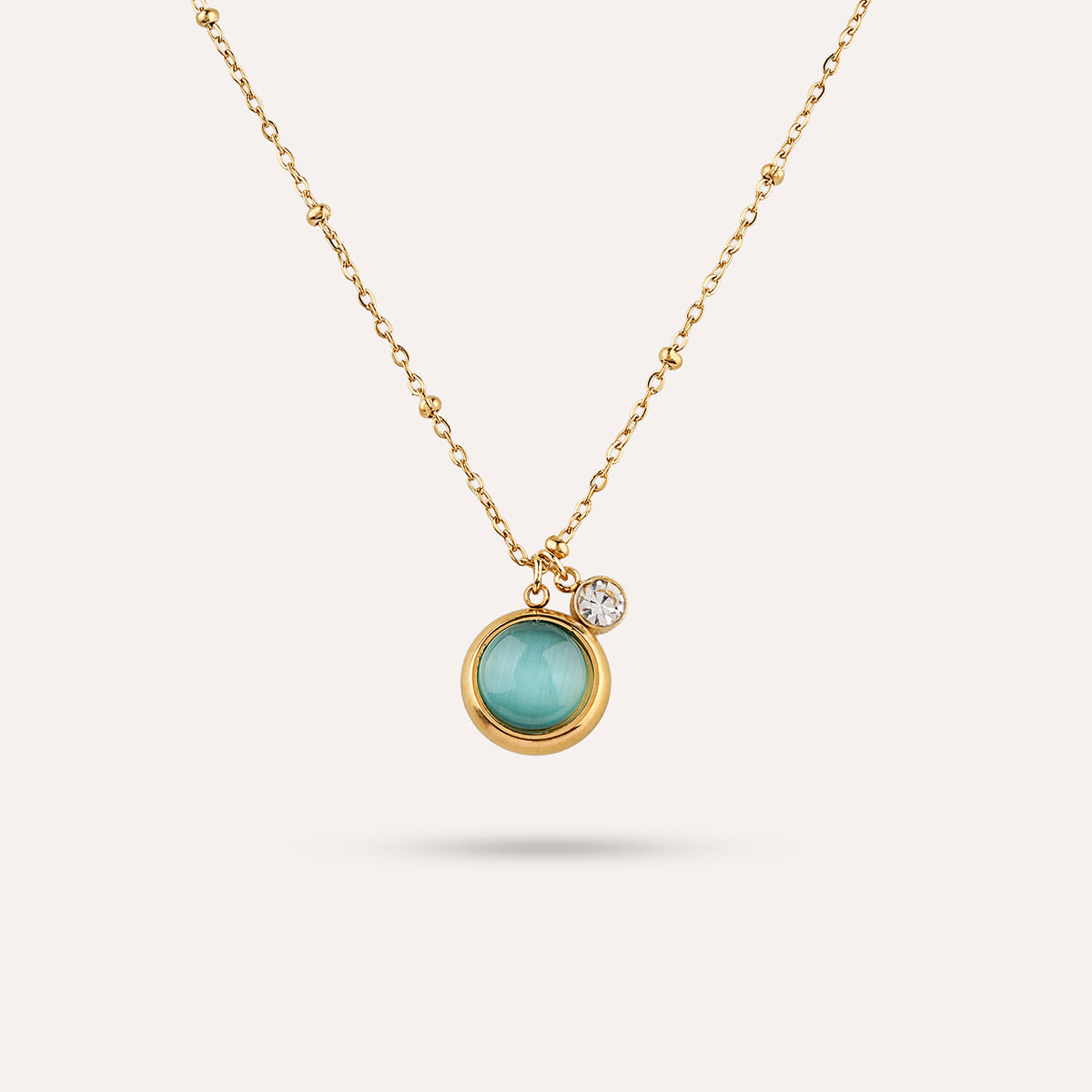 Tondo Pendant Necklace | Round Bezel Stone Gold-Tone