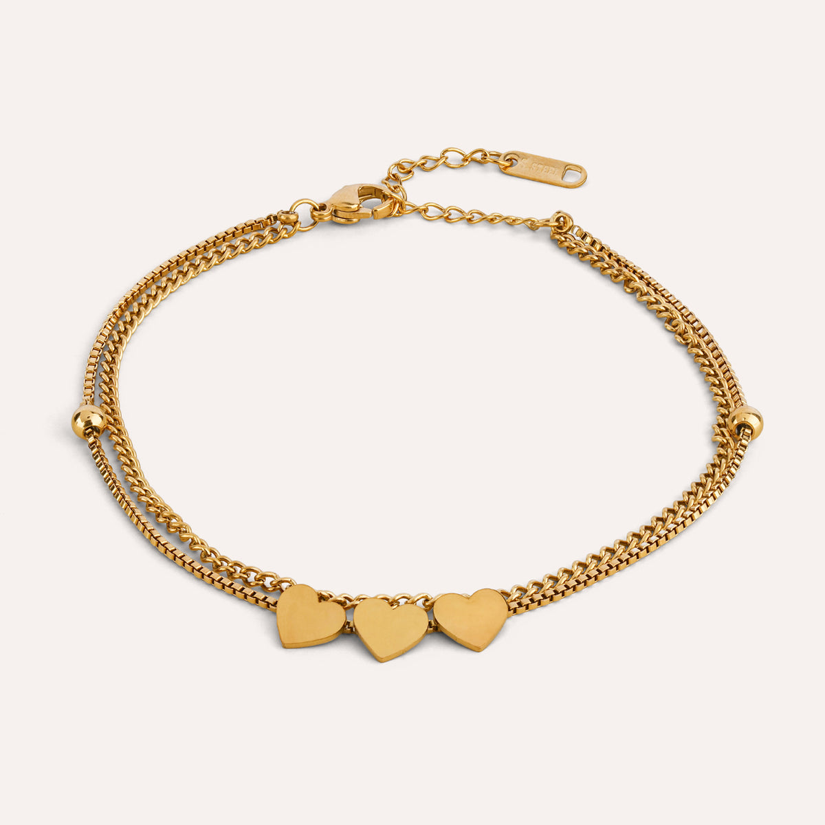 Trio Heart Bracelet | Triple Heart Gold-Tone Chain