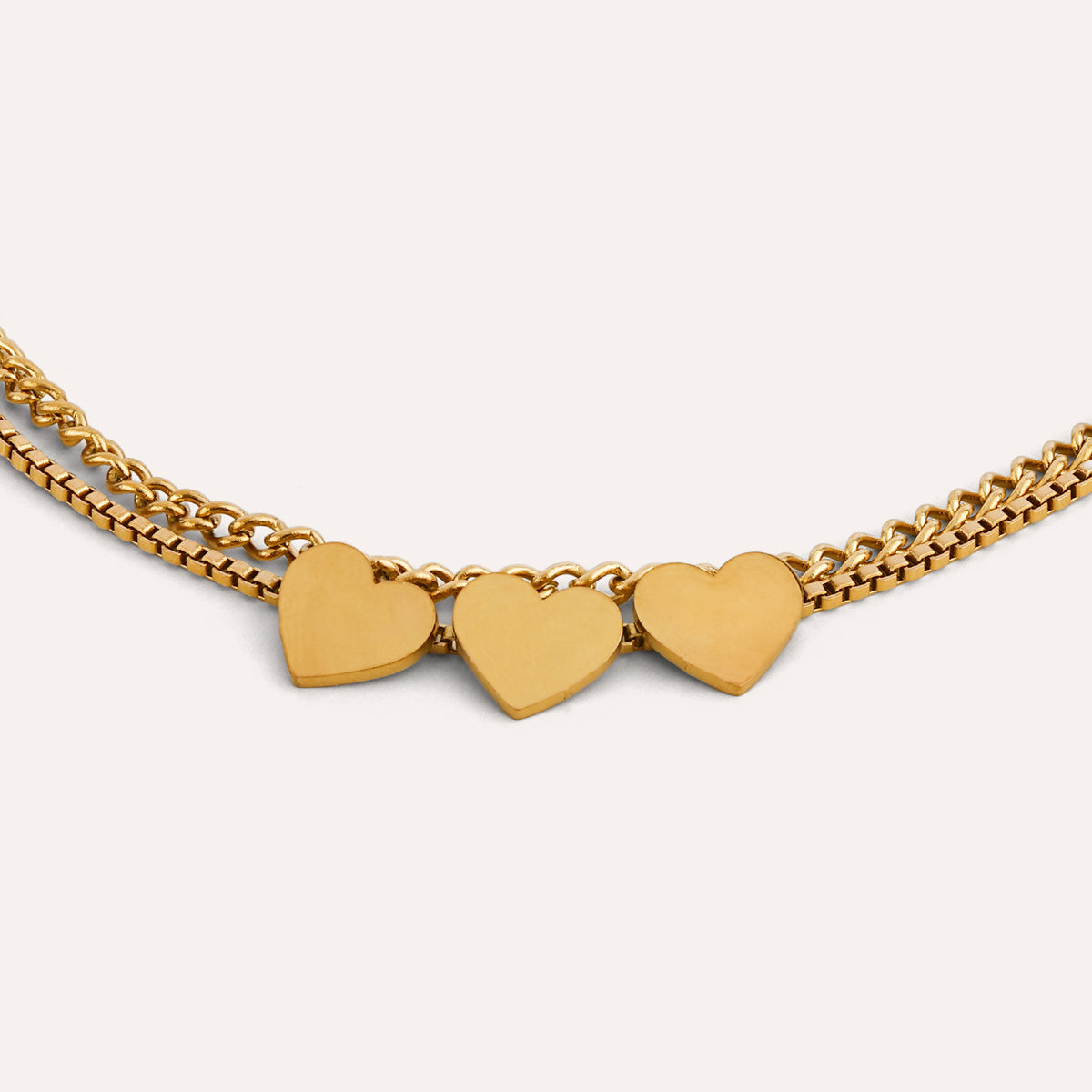 Trio Heart Bracelet | Triple Heart Gold-Tone Chain