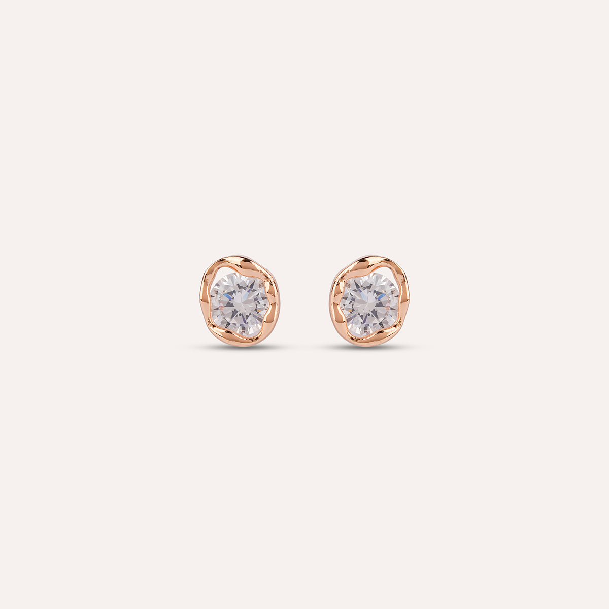 Unica Studs | Round Solitaire Gold-Tone Earrings
