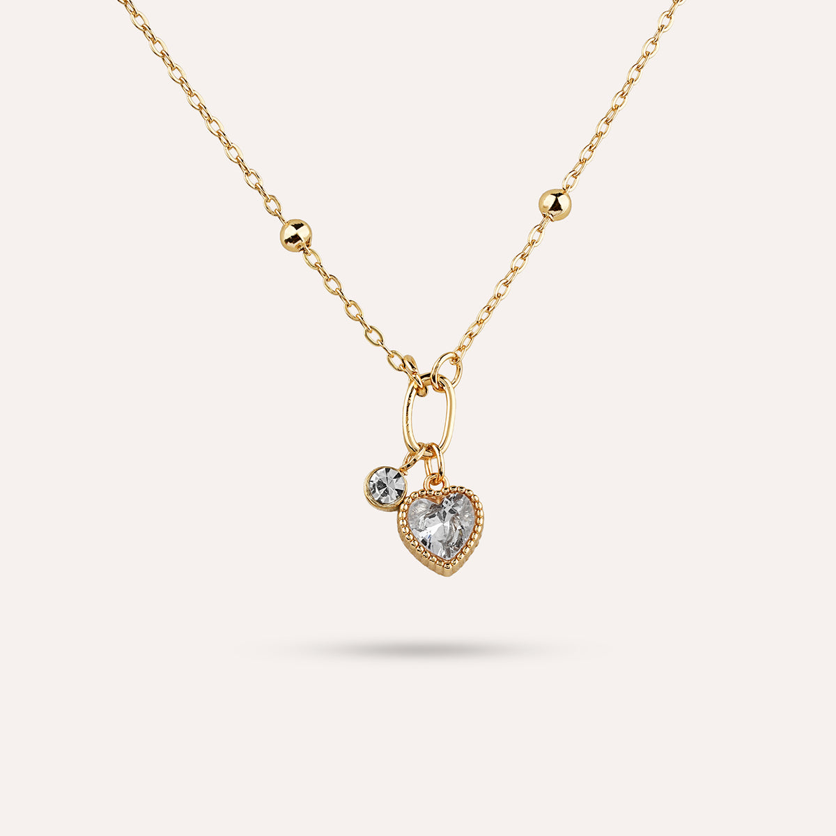 Vezzo Pendant Necklace | Heart Stone Charm Gold-Tone
