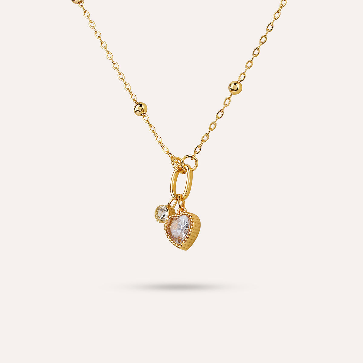 Vezzo Pendant Necklace | Heart Stone Charm Gold-Tone