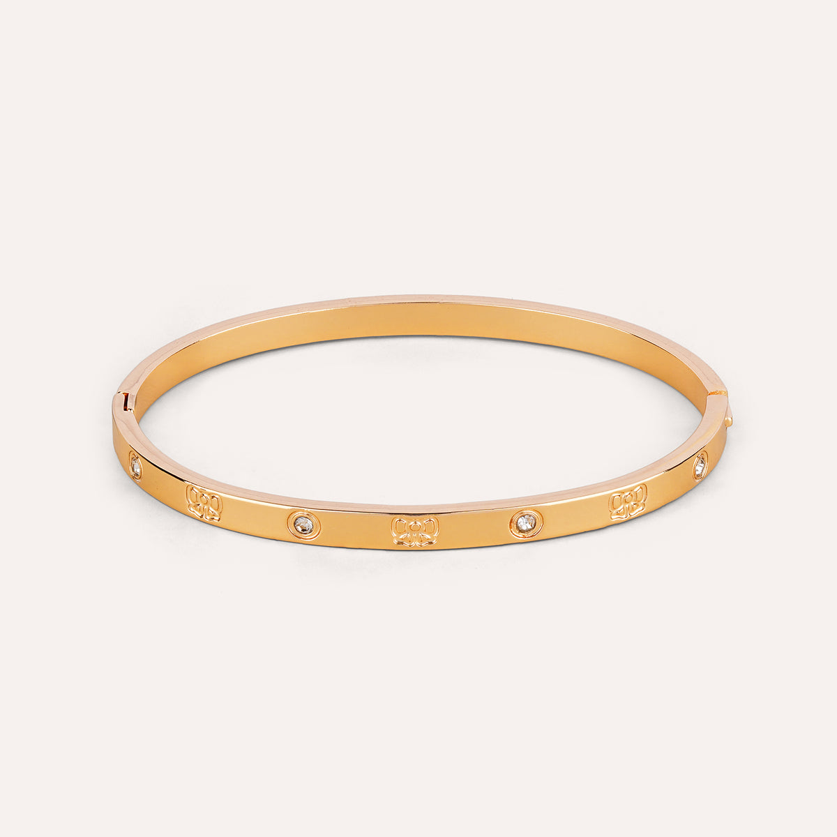 Viola Bangle | Floral Engraved Gold-Tone