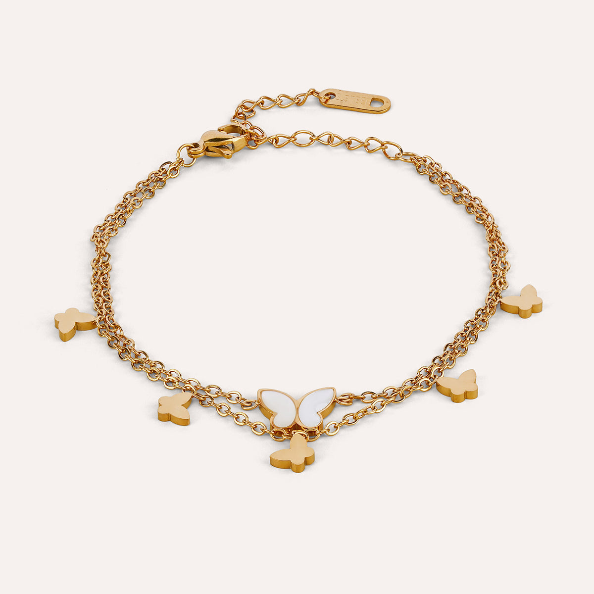 Volo Bracelet | Butterfly Two Layer Gold-Tone Chain