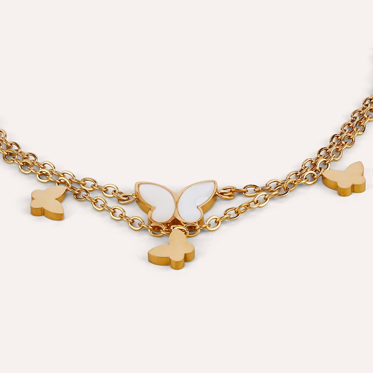 Volo Bracelet | Butterfly Two Layer Gold-Tone Chain